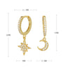 Wholesale S925 Sterling Silver Star And Moon Inlaid Zircon Women's Earrings