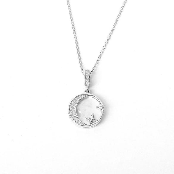 Wholesale S925 Sterling Silver Star And Moon Necklace Electroplated Trendy Niche Design