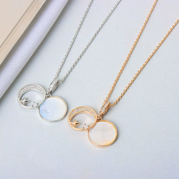 Wholesale S925 Sterling Silver Star And Moon Necklace Electroplated Trendy Niche Design