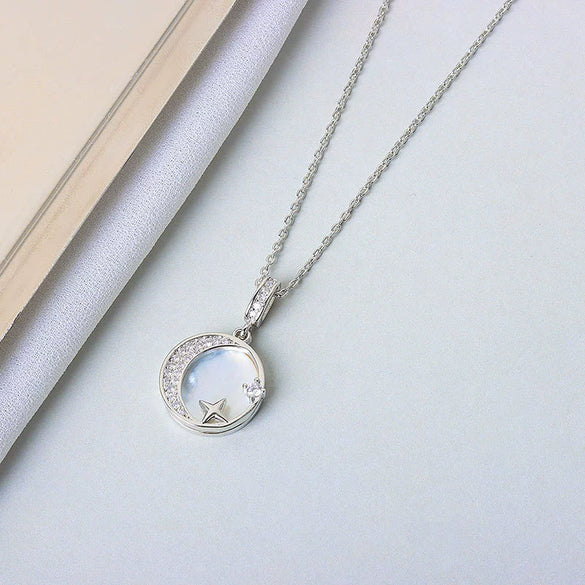 Wholesale S925 Sterling Silver Star And Moon Necklace Electroplated Trendy Niche Design