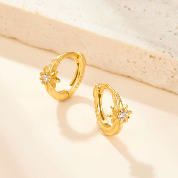 Wholesale S925 Sterling Silver Star Circle Micro Inlaid Zircon Earrings For Women