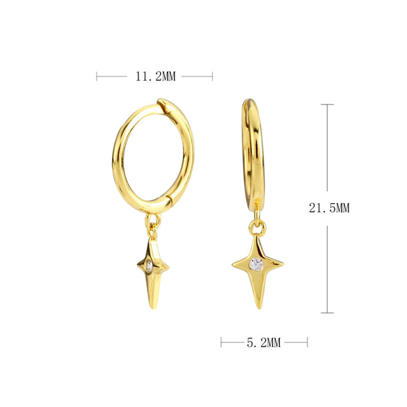 Wholesale S925 Sterling Silver Star Cross Pendant Earrings For Women Light Luxury Style
