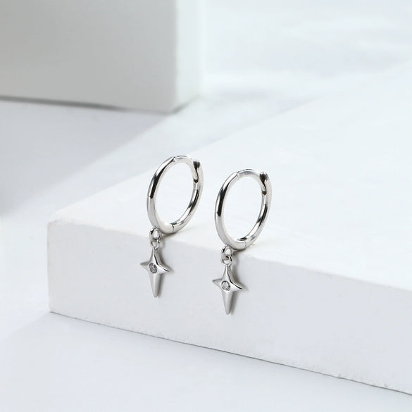 Wholesale S925 Sterling Silver Star Cross Pendant Earrings For Women Light Luxury Style