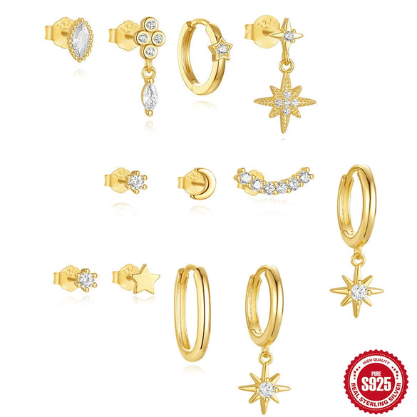 Wholesale S925 Sterling Silver Star Diamond Classic Women's Earrings With Electroplating Treatment