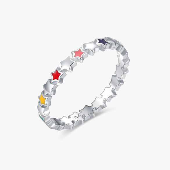 Wholesale S925 Sterling Silver Star Dripping Glue Ring For Women Sweet Simple Style