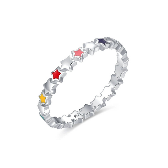 Wholesale S925 Sterling Silver Star Dripping Glue Ring For Women Sweet Simple Style