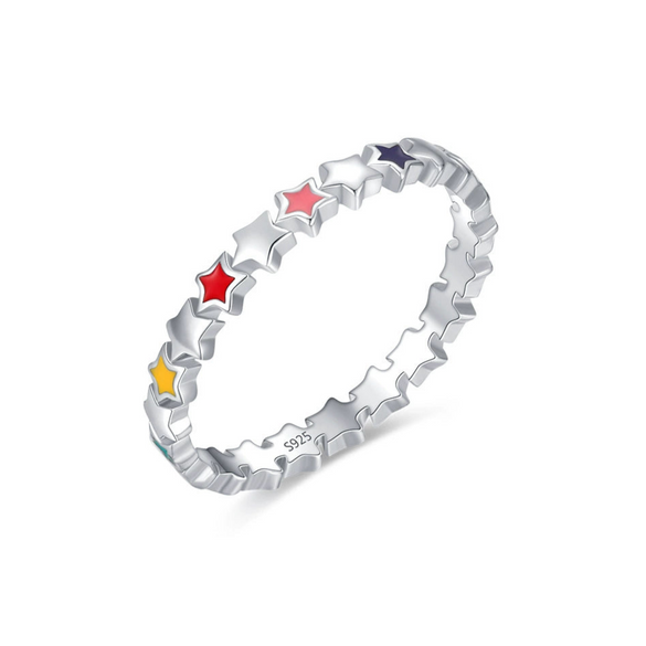 Wholesale S925 Sterling Silver Star Dripping Glue Ring For Women Sweet Simple Style