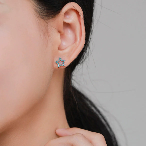 Wholesale S925 Sterling Silver Star Earrings For Women Niche Design Microinlay