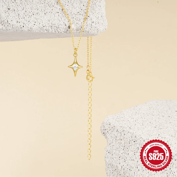 Wholesale S925 Sterling Silver Star Geometric Light Luxury Clavicle Chain With Electroplating For Women