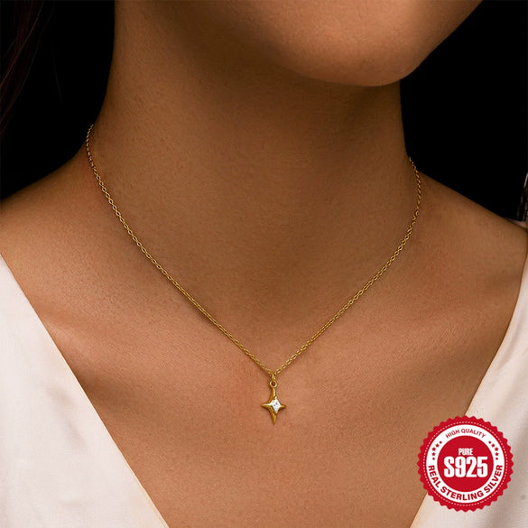 Wholesale S925 Sterling Silver Star Geometric Light Luxury Clavicle Chain With Electroplating For Women