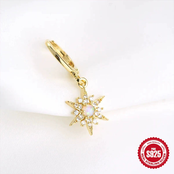Wholesale S925 Sterling Silver Star Moon Combination Geometric Earrings For Women