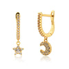 Wholesale S925 Sterling Silver Star Moon Earrings Fashionable Platinum And 18K Gold Electroplated