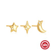 Wholesale S925 Sterling Silver Star Moon Element Minimalist Three Piece Earrings With Zirconia Design