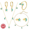 Wholesale S925 Sterling Silver Star Moon Jewelry Set With O Chain Electroplated For Unisex And Women Necklace Bracelet Ring Earrings