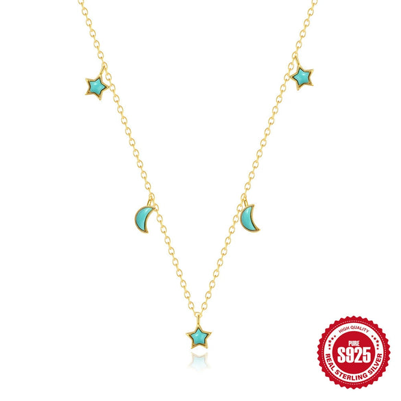 Wholesale S925 Sterling Silver Star Moon Jewelry Set With O Chain Electroplated For Unisex And Women Necklace Bracelet Ring Earrings