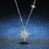 Wholesale S925 Sterling Silver Star Moon Six Point Star Pendant Necklace With Tassel And Electroplating For Women