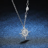 Wholesale S925 Sterling Silver Star Moon Six Point Star Pendant Necklace With Tassel And Electroplating For Women