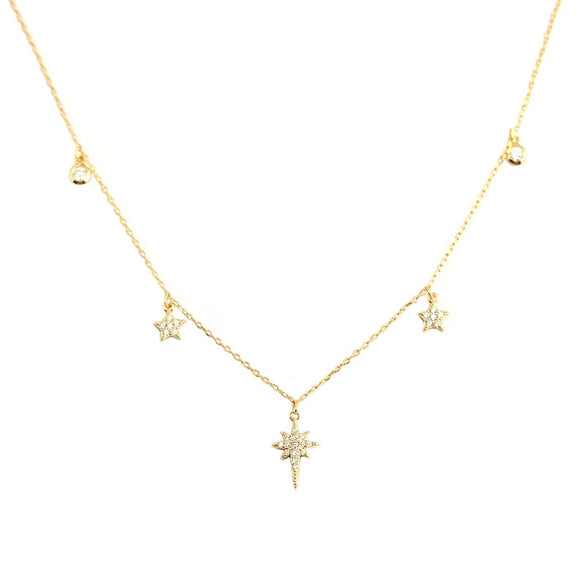 Wholesale S925 Sterling Silver Star Pattern Cross Chain Light Luxury Necklace With Electroplating