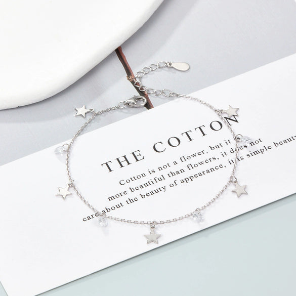 Wholesale S925 Sterling Silver Star Patterned Simple Fashion Bracelet With Electroplating Design