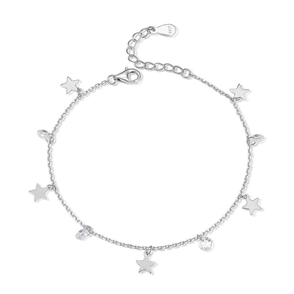 Wholesale S925 Sterling Silver Star Patterned Simple Fashion Bracelet With Electroplating Design