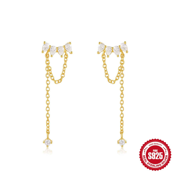 Wholesale S925 Sterling Silver Star Pearl Tassel Earring With Geometric Design And Electroplating For Women