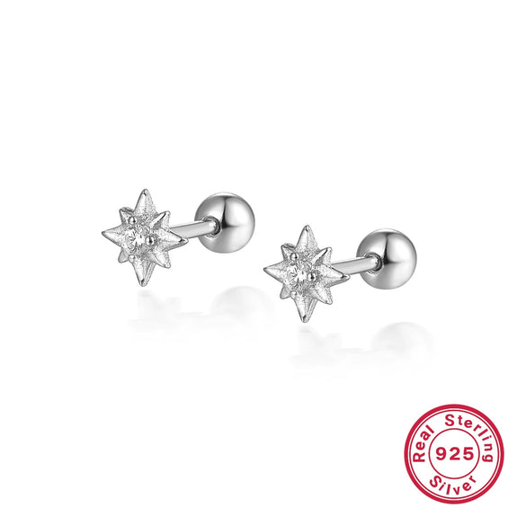 Wholesale S925 Sterling Silver Star Screw Earrings With Electroplating Exquisite Compact Personality Niche Design All Match Women's Earrings