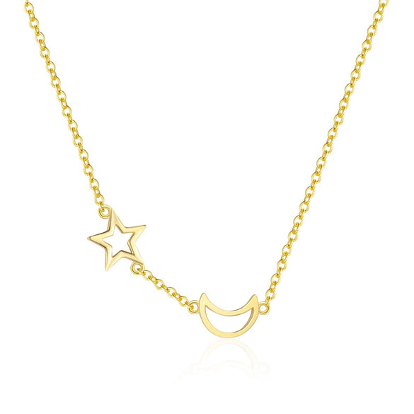 Wholesale S925 Sterling Silver Star Shape Necklace For Women Light Luxury Fashion Hollowout Electroplated Cross Chain