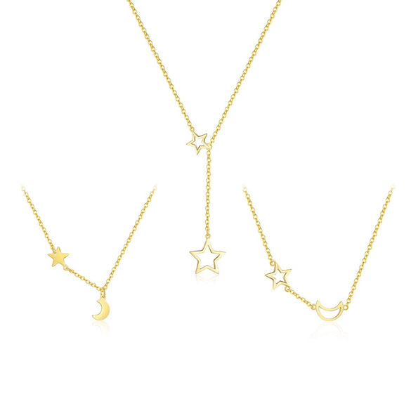 Wholesale S925 Sterling Silver Star Shape Necklace For Women Light Luxury Fashion Hollowout Electroplated Cross Chain