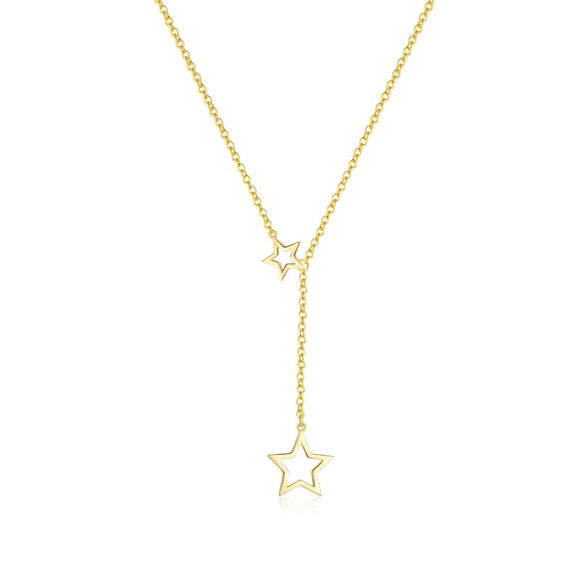 Wholesale S925 Sterling Silver Star Shape Necklace For Women Light Luxury Fashion Hollowout Electroplated Cross Chain