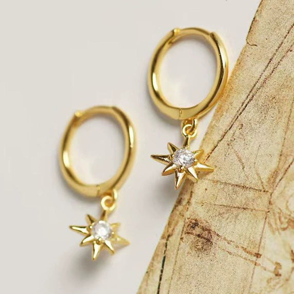 Wholesale S925 Sterling Silver Star Shape Sweet Cool Simple Personality Fashionable All Match Stacked Earrings With Zirconia