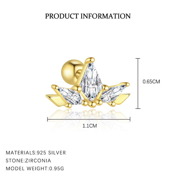Wholesale S925 Sterling Silver Star Shape Zircon Earrings For Women With Crown Flower Bow Tie Design
