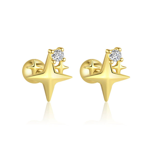 Wholesale S925 Sterling Silver Star Shape Zircon Earrings For Women With Crown Flower Bow Tie Design