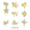 Wholesale S925 Sterling Silver Star Shape Zircon Earrings For Women With Crown Flower Bow Tie Design