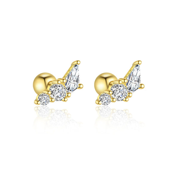 Wholesale S925 Sterling Silver Star Shape Zircon Earrings For Women With Crown Flower Bow Tie Design