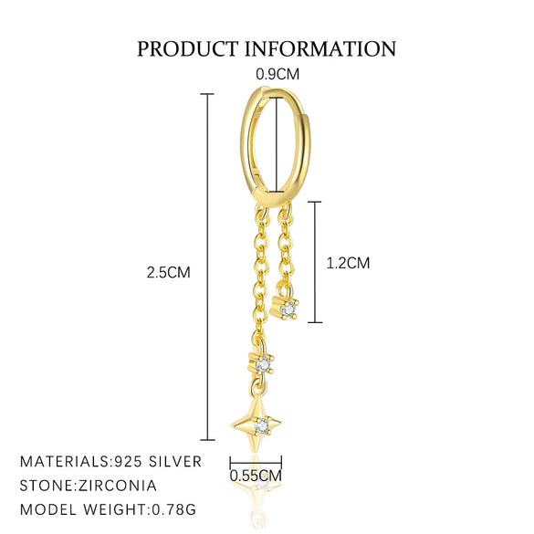 Wholesale S925 Sterling Silver Star Shape Zirconia Earrings For Women