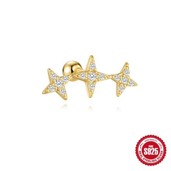 Wholesale S925 Sterling Silver Star Shaped Earrings With Zirconia Treatment For Women