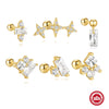 Wholesale S925 Sterling Silver Star Shaped Earrings With Zirconia Treatment For Women