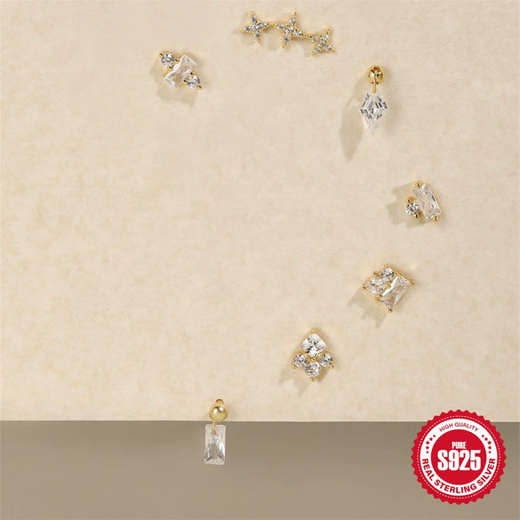 Wholesale S925 Sterling Silver Star Shaped Earrings With Zirconia Treatment For Women