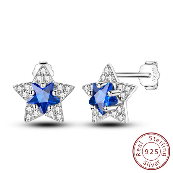 Wholesale S925 Sterling Silver Star Shaped Electroplated Earrings For Women