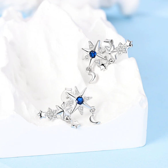 Wholesale S925 Sterling Silver Star Shaped Electroplated Earrings For Women