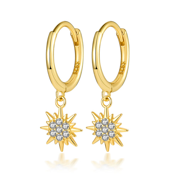 Wholesale S925 Sterling Silver Star Shaped Fashion Personality Creative Pendant Earrings With Diamond Design
