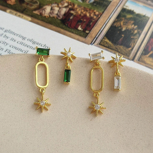 Wholesale S925 Sterling Silver Star Shaped Zircon Earrings For Women With Electroplating Treatment