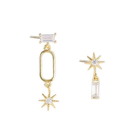 Wholesale S925 Sterling Silver Star Shaped Zircon Earrings For Women With Electroplating Treatment