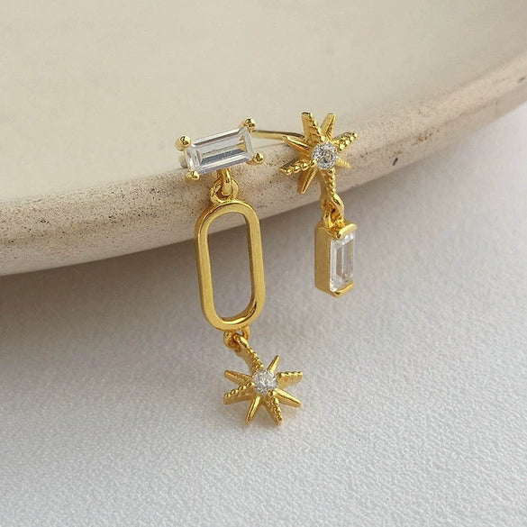 Wholesale S925 Sterling Silver Star Shaped Zircon Earrings For Women With Electroplating Treatment