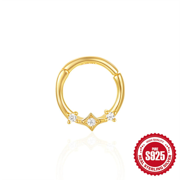 Wholesale S925 Sterling Silver Star Triangle Geometry Women's Ear Ring And Nose Ring With Environmental Protection Electroplating