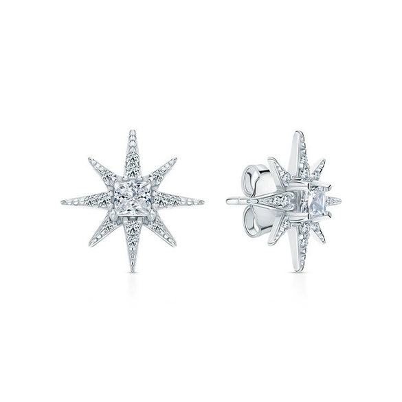 Wholesale S925 Sterling Silver Starshaped Inlaid Zircon Earrings Fashionable Stylish Design