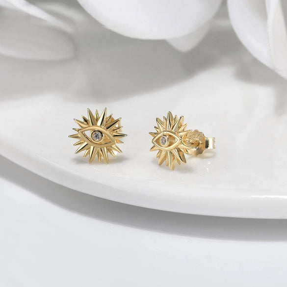 Wholesale S925 Sterling Silver Stud Earrings Ins Style Devil's Eye Design Electroplated