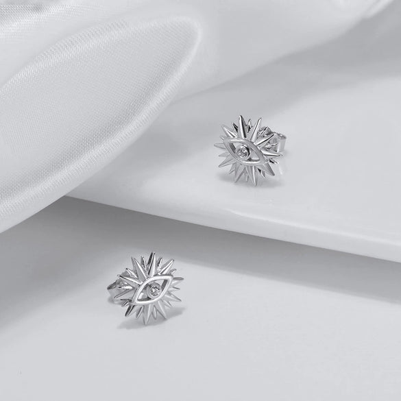 Wholesale S925 Sterling Silver Stud Earrings Ins Style Devil's Eye Design Electroplated