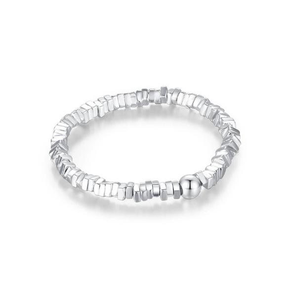 Wholesale S925 Sterling Silver Summer Color Beaded Dopamine Niche Design Broken Silver Ring For Women With Electroplating