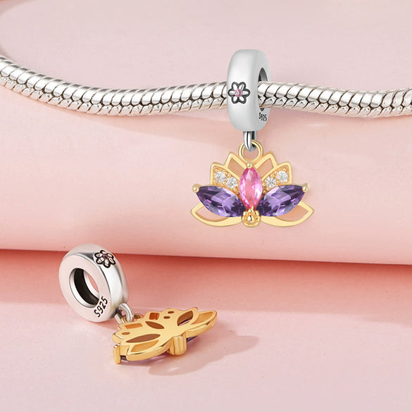 Wholesale S925 Sterling Silver Sunflower Tulip Pendant Jewelry Accessories For Bracelet And Necklace With Dripping Oil Design